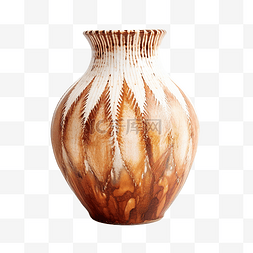 波西米亚风图片_水彩棕色波西米亚风陶瓷花瓶