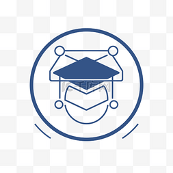 服装毕业设计图片_带有毕业帽的蓝色标志 向量