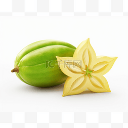 绿色的杨桃图片图片_3k 白色背景的水果和星形绿色水果