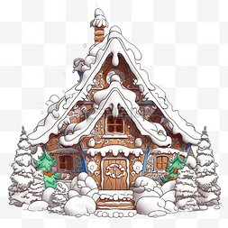 圣诞节装饰的木屋，来自童话般的