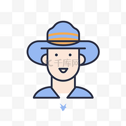 该图标是一个戴着帽子和蓝色 Polo 