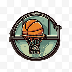 篮球与篮筐图片_篮球落在篮筐中的插图剪贴画 向