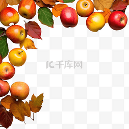 木框上的图片_旧木桌上的苹果和秋叶的边界