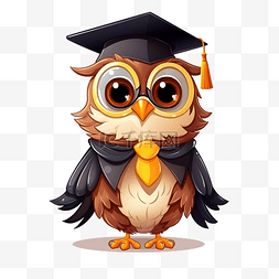 猫头鹰教学图片_可爱的猫头鹰穿着毕业制服毕业动