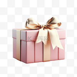 礼品袋实物图片_柔和的粉红色表面上有金色丝带的