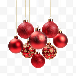 装饰圣诞树上挂着红色小玩意的特