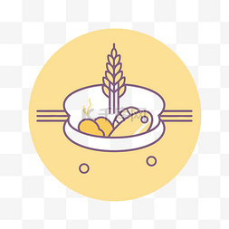 小麦和小麦面包围成一圈的平面图