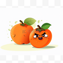 两个橙色水果卡通