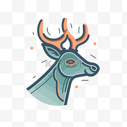 彩色的鹿头图片_头上有角的卡通鹿 向量