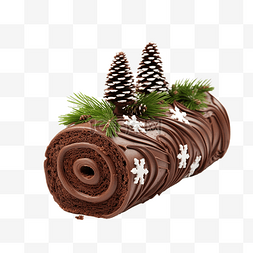白色巧克力蛋糕图片_巧克力圣诞原木圣诞蛋糕和白色木