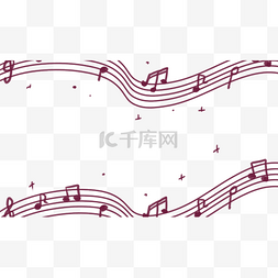 音乐旋律线条图片_音乐音符边框创意红色