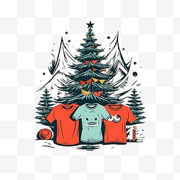 创意圣诞节T恤设计和圣诞节矢量