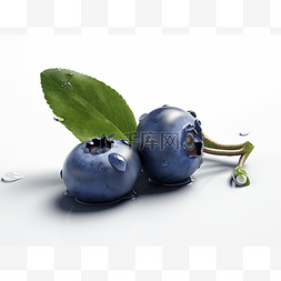 两个蓝莓放在干净的表面上，上面