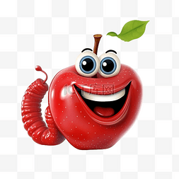 红苹果插图中的蠕虫