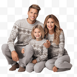 宝宝图片_穿着漂亮毛衣的一家人坐在圣诞树