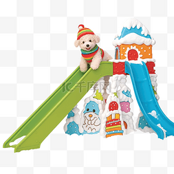小狗玩玩具图片_快乐的玩具雪人在冰雪覆盖的操场