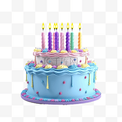 3d 渲染生日蛋糕与蜡烛 3d 渲染三