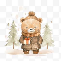 可爱的圣诞贺卡，上面有可爱的熊