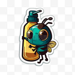 以一只蜜蜂和一瓶果汁剪贴画为特
