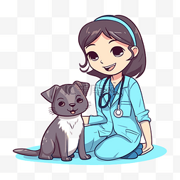 宠物医生卡通图片_可爱的兽医 向量