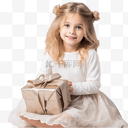 儿童拿图片_一个穿着节日礼服的漂亮小女孩坐