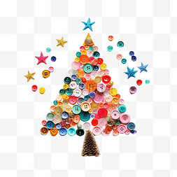 由彩色缝纫配件制成的圣诞树的顶