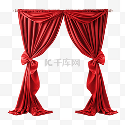 红丝带婚礼舞台服装窗帘