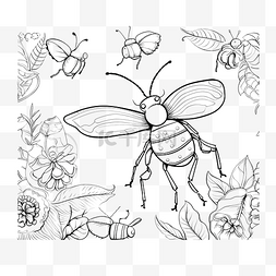 吉祥物物套图片_昆虫与蜘蛛蚱蜢瓢虫蜜蜂涂鸦着色