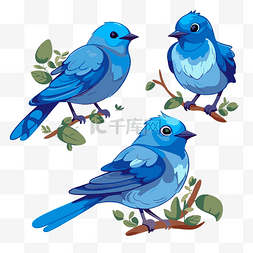 三只图片_蓝鸟剪贴画 树枝卡通上的三只蓝
