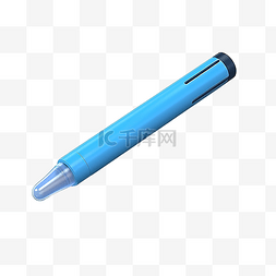 突出的图片_3d 渲染蓝色荧光笔隔离