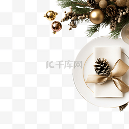 圣诞节节日餐桌布置与圣诞装饰品