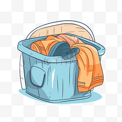 洗衣蓝色图片_把衣服放进篮子剪贴画蓝色洗衣盆