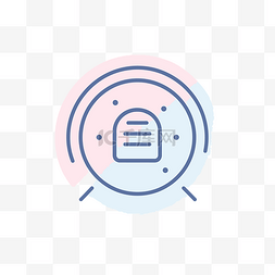 圆形文档的蓝色和粉色线性图标 