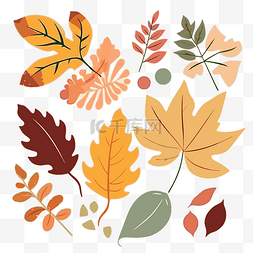 树叶秋天剪贴画矢量集秋天的树叶