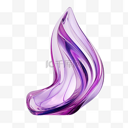 紫色流图片_抽象紫色玻璃 3D 渲染形状