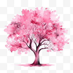 樱花光图片_粉红色的水彩树