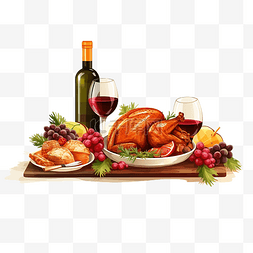 果汁设计图片_圣诞节或感恩节的假日晚餐木桌上
