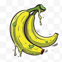 香蕉剪贴画 黄色香蕉上有绿色液