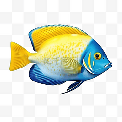 水彩水族馆图片_现实的鱼蓝色和黄色
