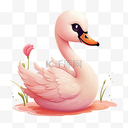 格形图片_可愛的粉紅天鵝