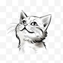 艺术条纹布图片_可爱的小猫眨眼线条艺术的数字插