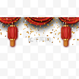 红色绸缎背景图图片_灯笼中国风帘幕舞台新年帷幕