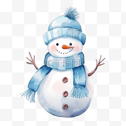 广告发光图片_水彩可爱雪人人物圣诞快乐