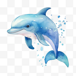 鯨图片_海豚水彩剪贴画卡通