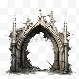 拱门城堡图片_3d 被毁坏的哥特式拱门