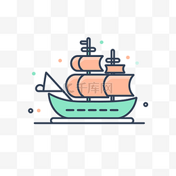海盗船图标图片_透明背景中的帆船图标 向量