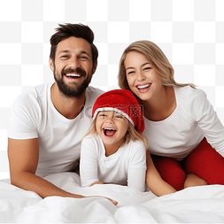 超越想象图片_幸福的家庭躺在床上，爸爸妈妈和