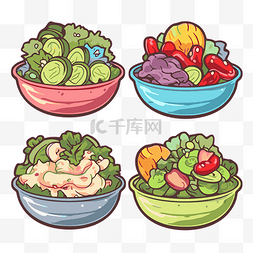 在碗里的蔬菜图片_不同颜色的蔬菜盛在碗里 向量