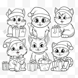 卡通猫动物人物在圣诞节时间设置