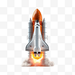 火箭图形图片_宇宙飞船在 3D 渲染中发射，用于